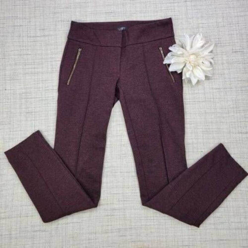 Loft Women's Purple‎ Leggings in Heathered Zip Pocket Ponte Pants Size 0